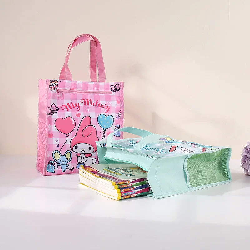 Sanrios Cinnamoroll Hello Kitty My Melody Kuromi Cute Cartoon Schoolchild Cramming Books Organizer Lunchbox Bag Gift for Friend