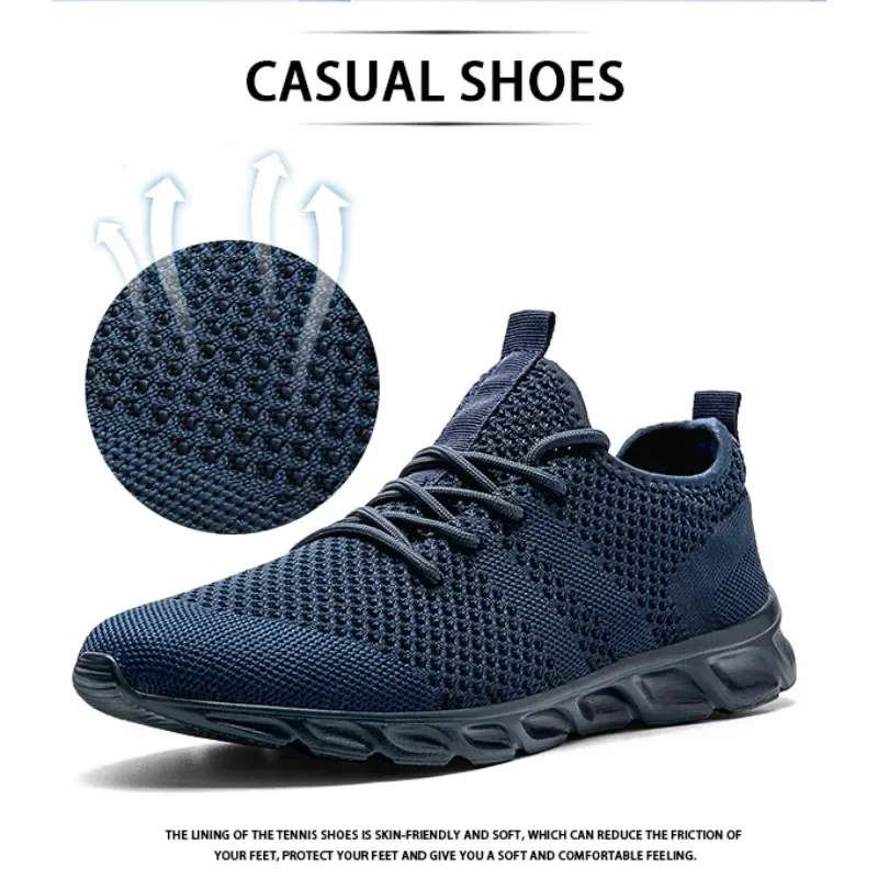 Knitting Mesh Breathable Shoes Anti-slip Men\'s Running Shoe Comfortable Male Casual Jogging Tenis Sneakers Zapatos Para Correr