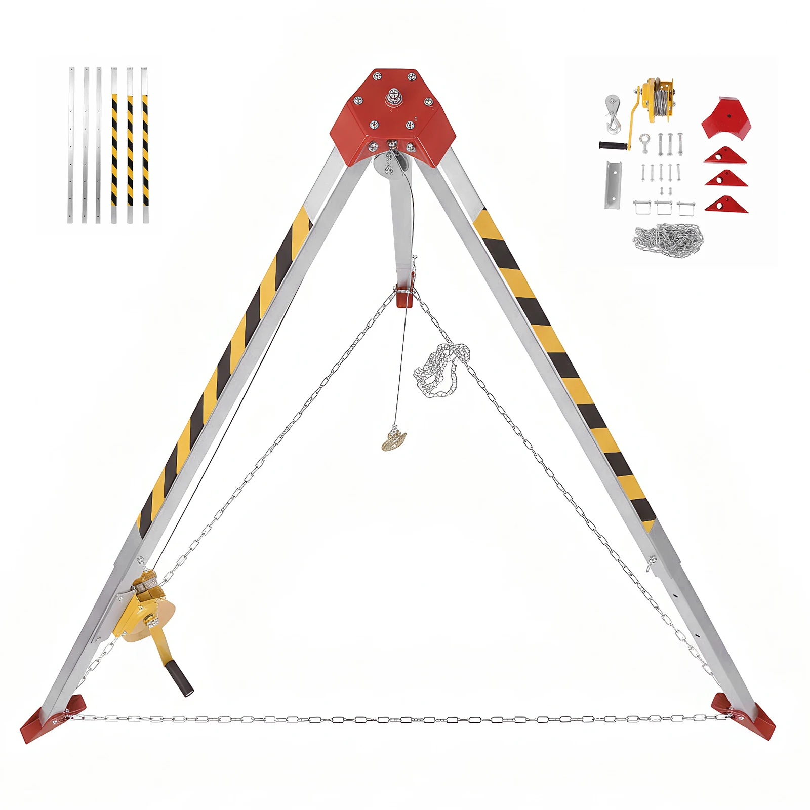 Confined Space Rescue Tripod Aluminum Narrow Small Space Rescue Tripod with 500LBS Winch with Adjustable Legs for Firefighting