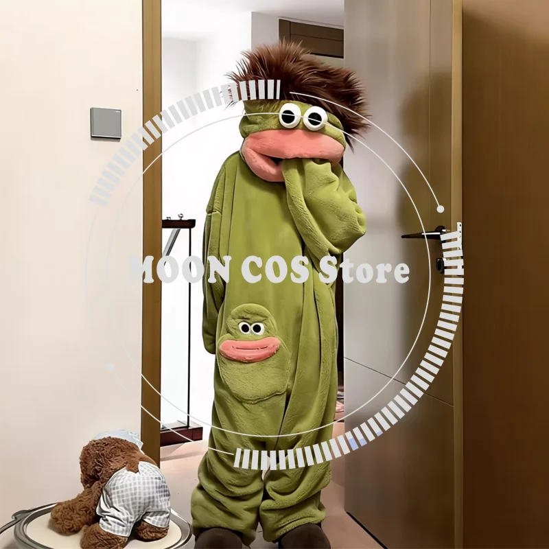 Pijamas enterizos de mujer de pelo largo 2026, estilo pez de boca grande para hombre, ropa de casa de estilo abstracto peculiar para otoño e invierno