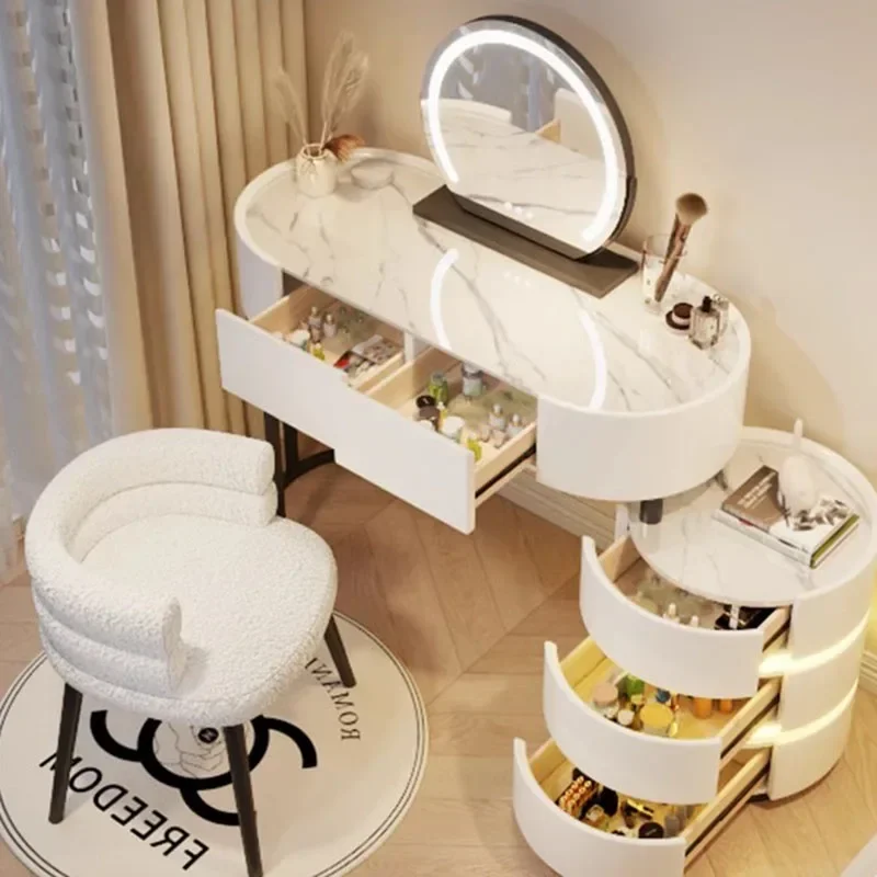 

Nordic Aesthetic Dressing Table Led Desings White Hotel Modern Storage Makeup Table Drawer Mirror Kaptafel Dresser Furniture