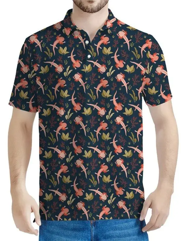 

3D Digital Print Lapel Casual irt Men's Loose Top Faion Urban Sle ort Sve Polyester Polyester Blend Non-iron Treat...