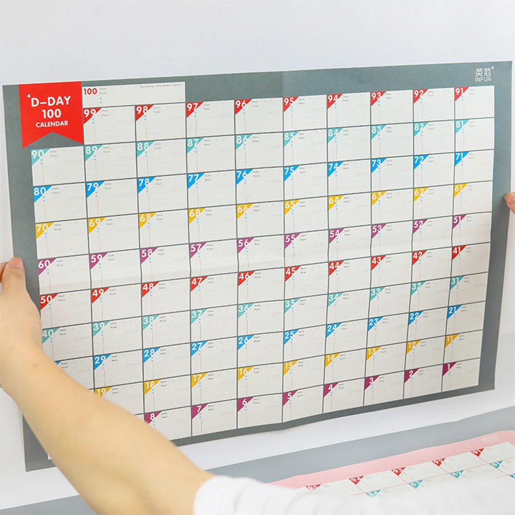 

20pcs 100-Day Daily Schedule Wall Sticker Habit Formation Calendar Skeds For Home Office Classroom Time Management Tool Random