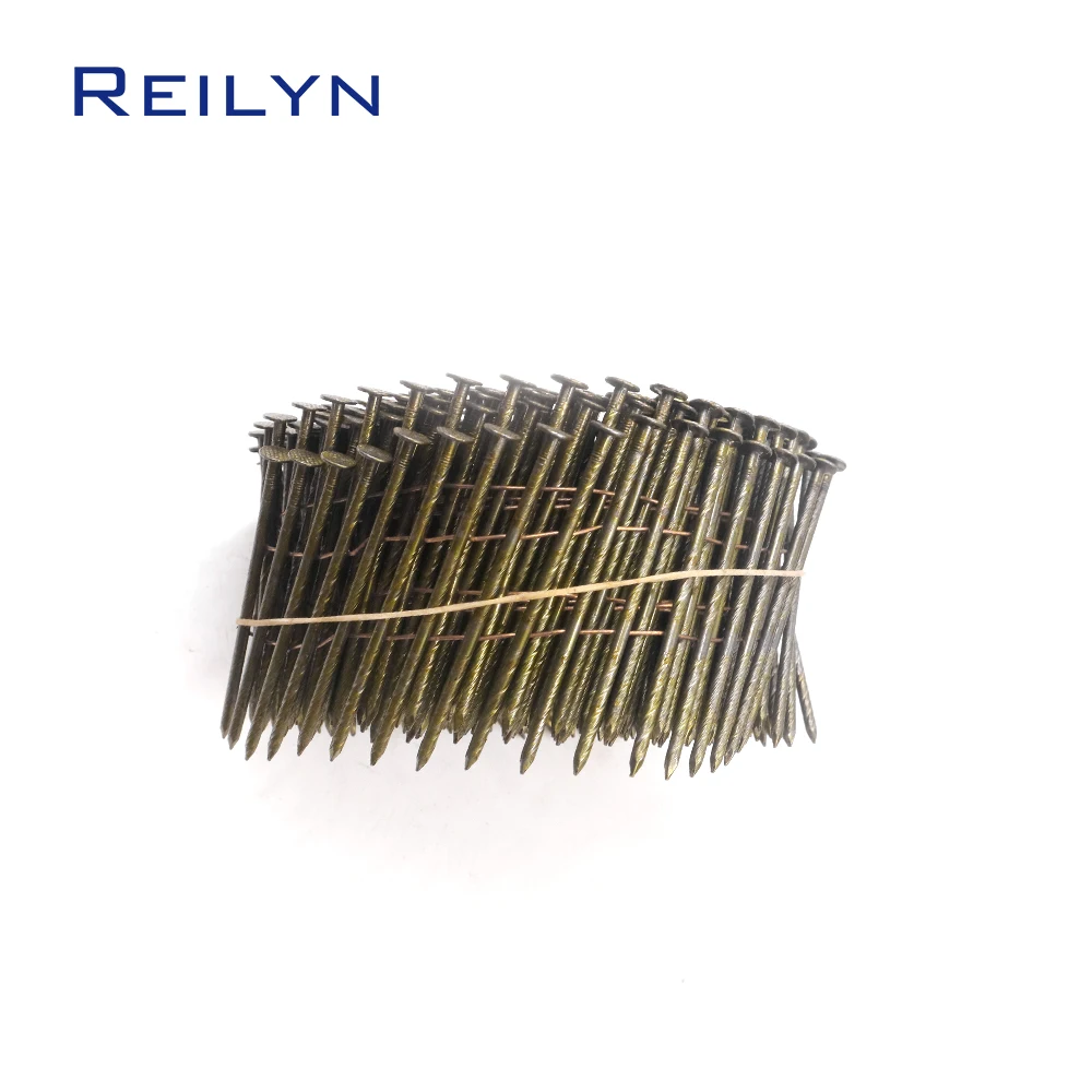 350pcs Wire Collated Coil Nail 2.1x38mm Threaded Shank for Wooden Pallet CN45 CN55 Pneumatic Nail Gun Air Coil Nailer