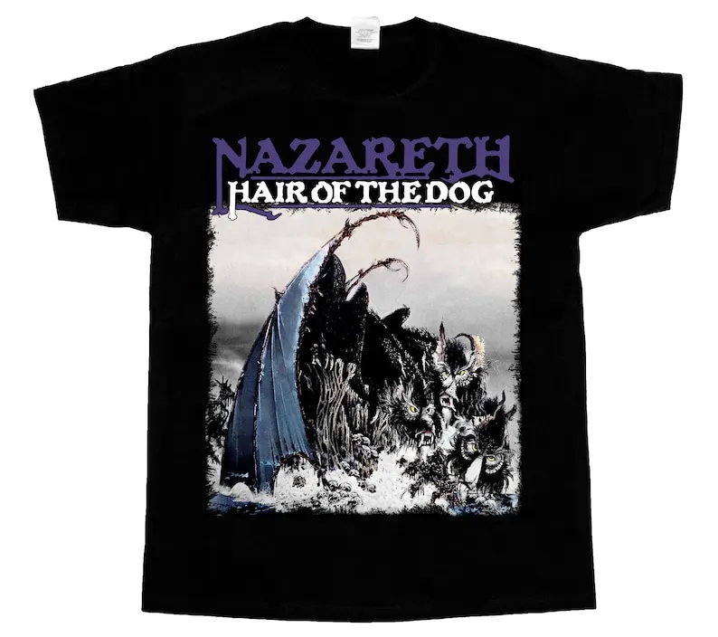 nazareth hair of the dog'75 new black short/long sleeve t-shirt 3 4 XL