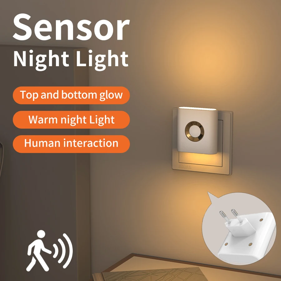 

Беспроводной светодиодный ночник с датчиком движения, подключаемые настенные светильники европейского стандарта для спальни, лестницы, туалета, коридора, украшения ванной комнаты, освещение