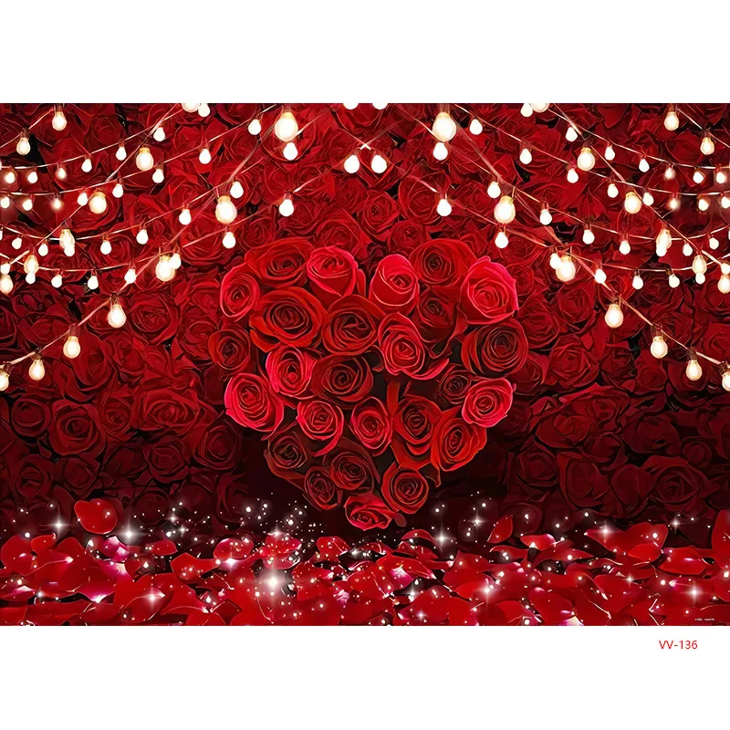 SHUOZHIKE Pink Bokeh Valentine's Day Photography Backdrops Prop Anniversary Glamorous Red Rose heart Shaped Background AL-23