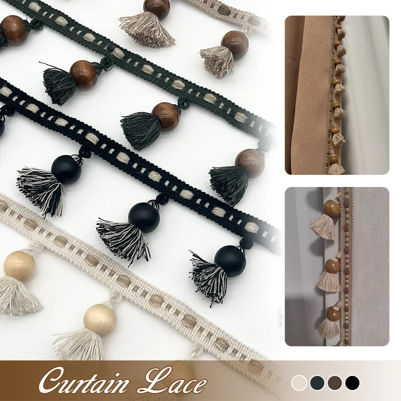 

Vintage Tassel Fringe Trim for Curtains DIY Pompom Curtain Header & Side Border Decoration, Sewing Craft Trim Accents