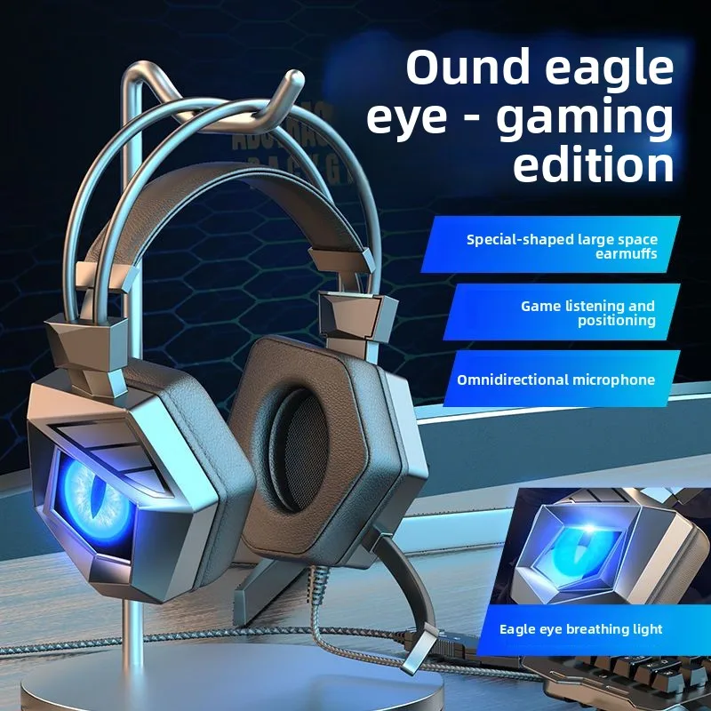 Custom Over-Ear Wired Headphone for PC Gaming Esports Laptop Battle Royale Sound Positioning Mic Gift.