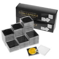 10PCS 16mm-40mm Transparent Square Collection Storage Box Plastic Square Coin Rack Capsule Container Coin Collection Display Box