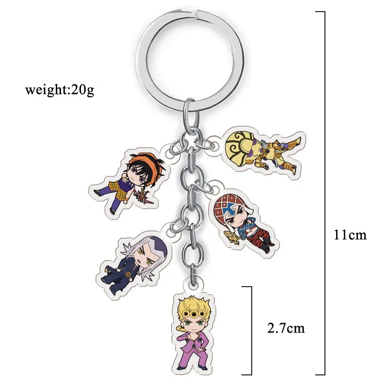 Anime Bizarre Adventure Keychain Cartoon Figure Acrylic Key Ring Kujo Jotaro Ghirga Narancia Bruno Pendant Accessorie Gift