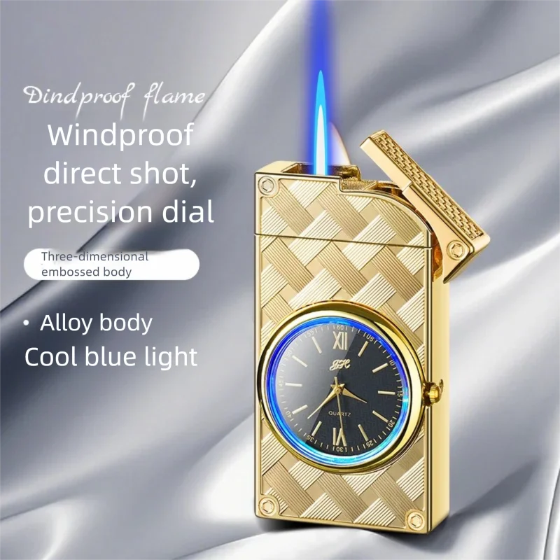 2026 Creative Clock Lighter - Windproof Jet Flame, Custom Logo, Metal Refillable