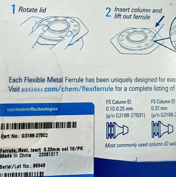 For Agilent G3188-27502 G3188-27501 Plastic Metal Seal Washer ID 0.32mm, 10/pack 1 Pack