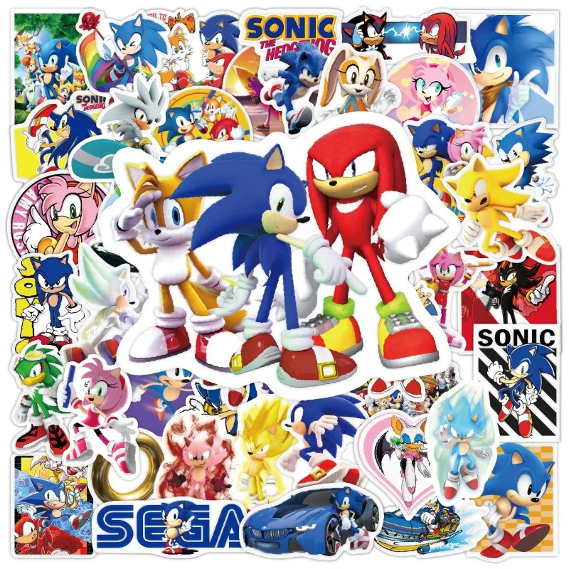 50pcs Graffiti Stickers Creative Cartoon Sonic The Hedgehog Refrigerator Sticker Diy Luggage Notebook Stickers Birthday Gifts