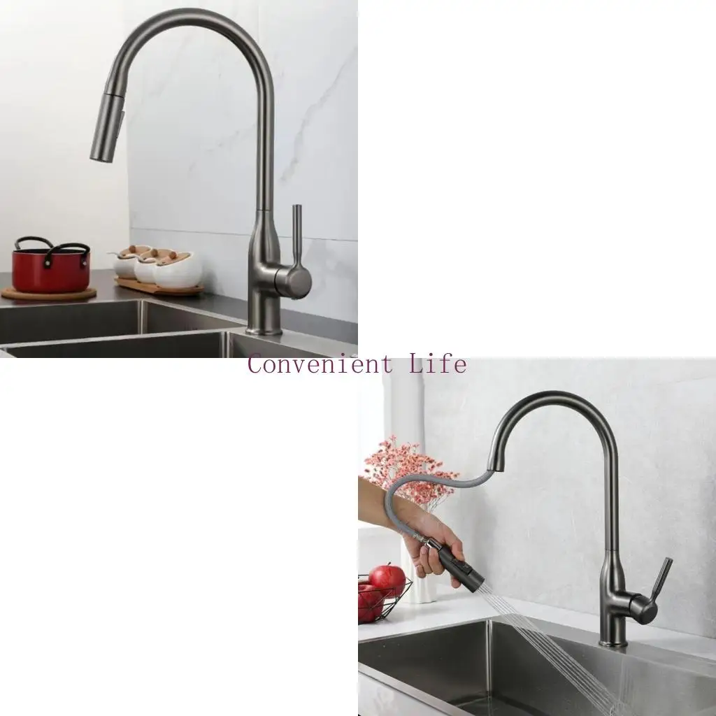 

L1EE Pull Downs Kitchen Sink Faucets Single Handle Highly Arcs Kitchen Tap Enduring