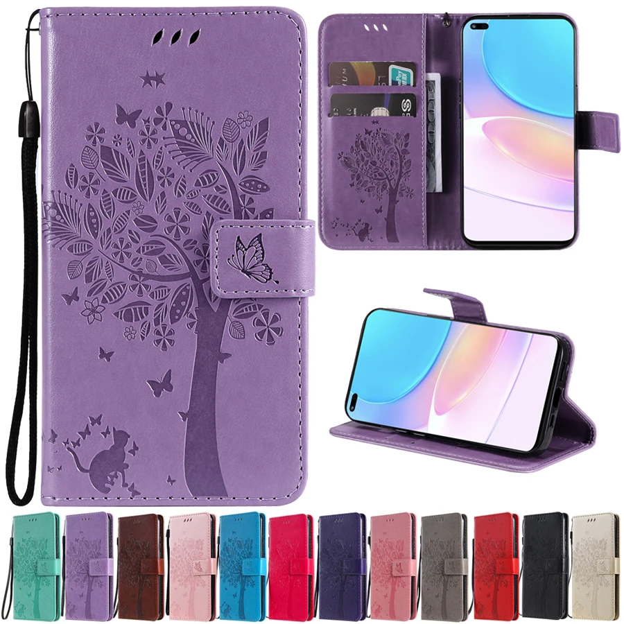 Wallet Leather Tree Embossing Case For Honor 50 Lite 20 10X Lite 7A Huawei P50 Pro P40 P30 P20 Lite Pro P Smart 2021 2020 2019