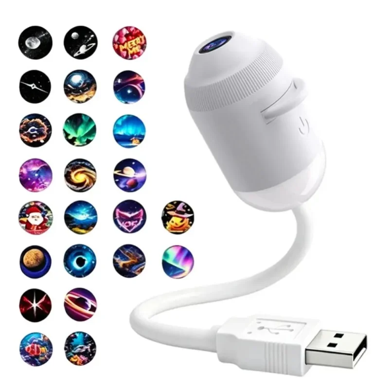 2 In 1 Night Sky Projector Night Light 24 Slide Films 360 Degree Rotation USB Power For Car Bedroom Decor Adult Child Use