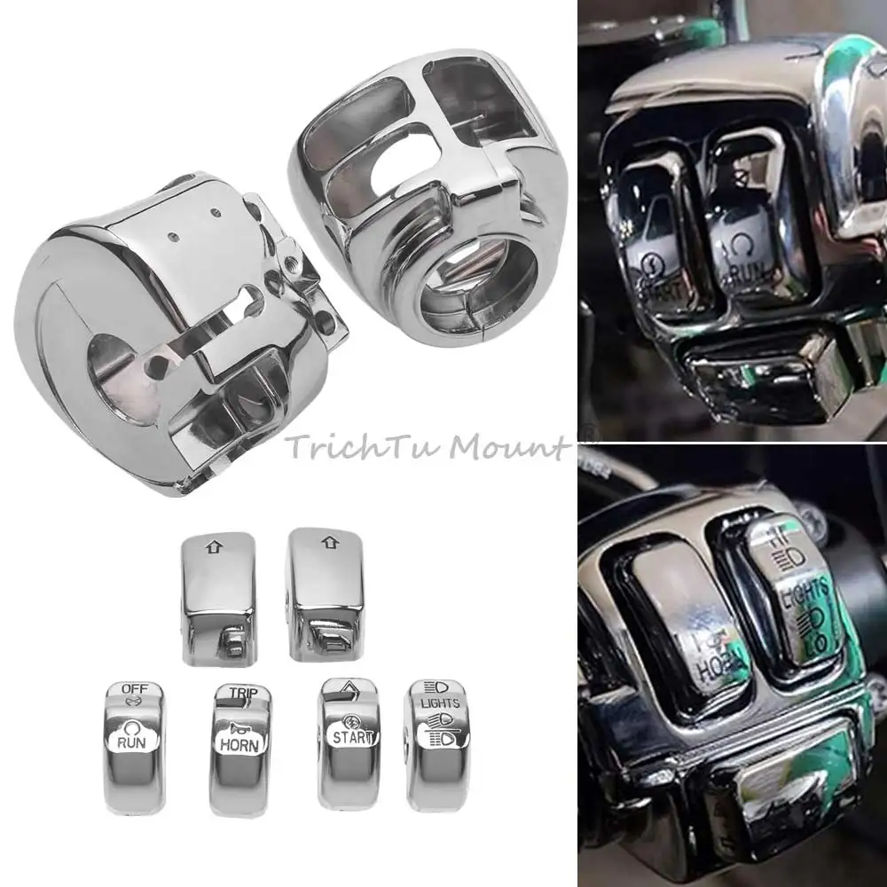 

Motorcycle Handlebar Control Switch Housings Cover Button Caps Kit Compatible For Harley Dyna Softail Sportster 2011-2022