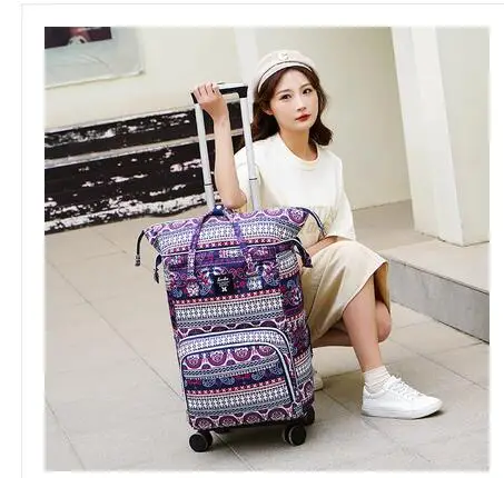 Oxford Women Travel Trolley Bag  Carry on hand luggage Waterproof Wheeled Backpack for women Travel bags Rolling Backpack Bags