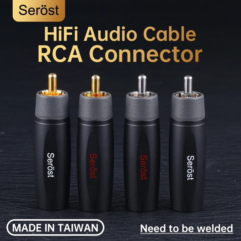 

Serost HiFi Gold Plated Copper RCA Plug rhodium-plated Audio Cable Connector supported diameter 8mm to 10mm Cable