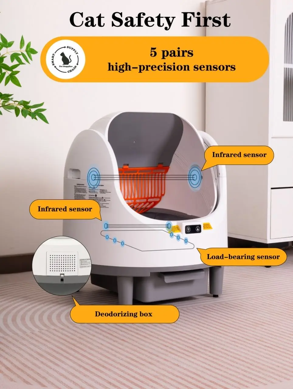 hit productApp Control Electric Intelligent Sandbox for Cats 68L Open Top Litter Box Smart Cat Litter Automatic Box Self Cleanin