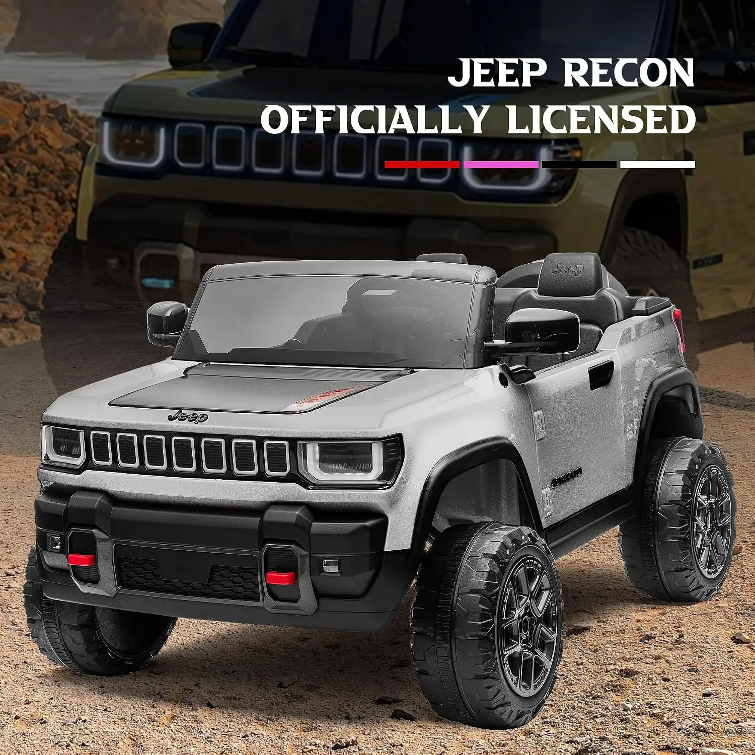 24V Licensed Recon 2 Seater Ride Vehicle Big Kids 4WD Electric Car 3 8 Parent Remote Control 132lb Capacity 22 Inch Seat Soft St