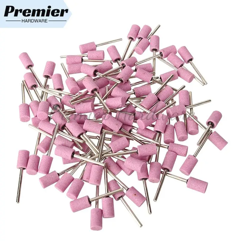 100Pcs Abrasive Mounted Grinding Stone Head 10mm Abrasive Polishing Wheel Bit Shank For Dremel Rotary Tools Grinder Drill