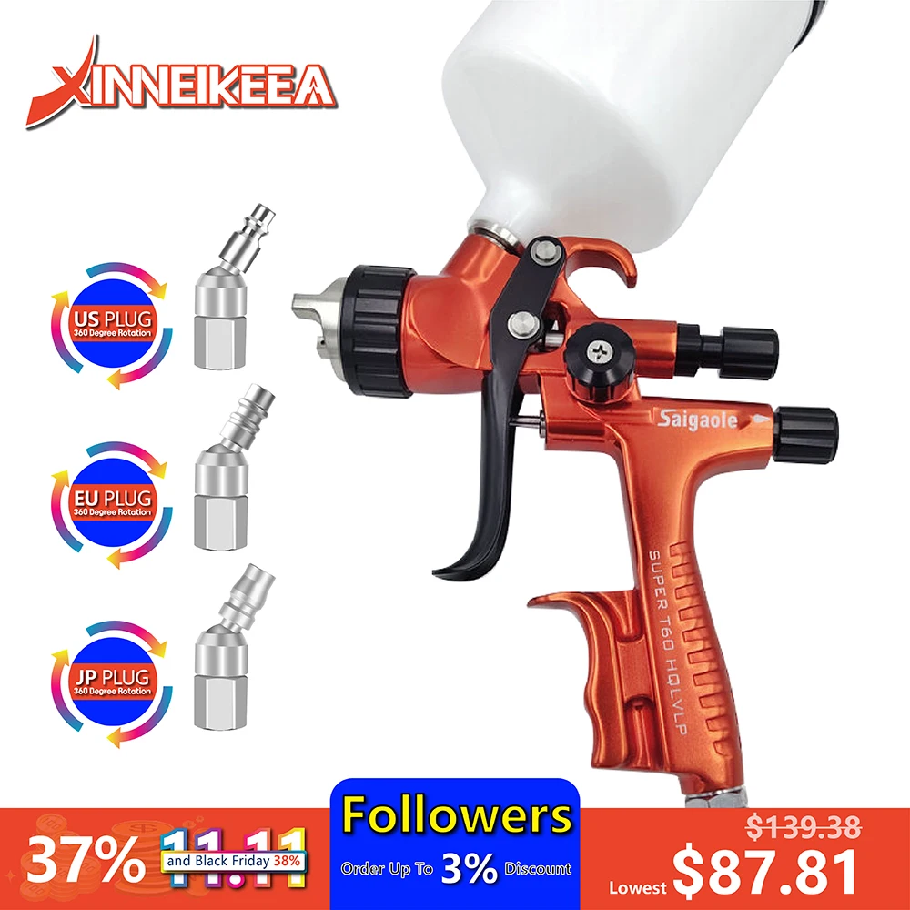 Saigaole T60 Spray Guns Automotive Finishes High Fogging Paints Sheet Metal Spray Guns Industrial Furniture Leather Spray Guns