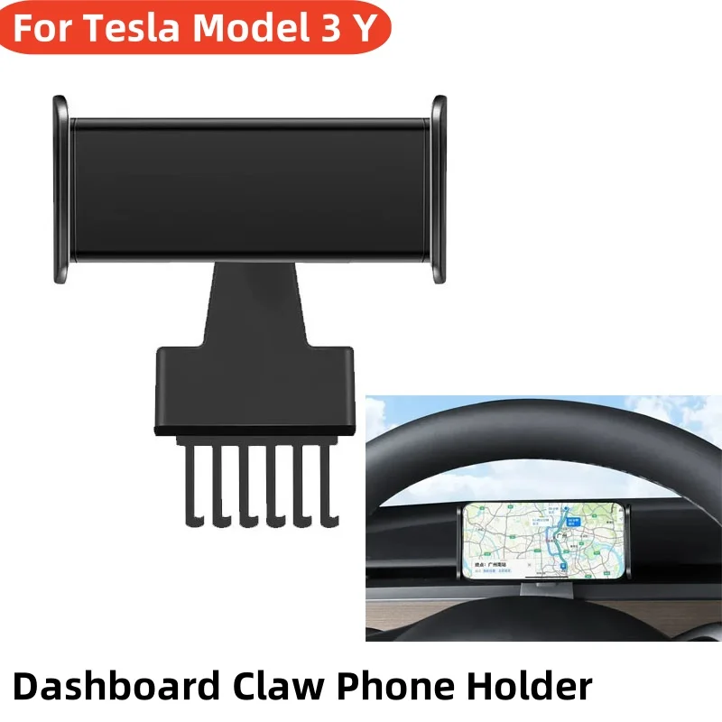 Dashboard Phone Holder for Tesla Model 3 Y 2023 Claw Mobile Phone Mount Auto Modified Tablet PC Bracket Car Interior Accessories