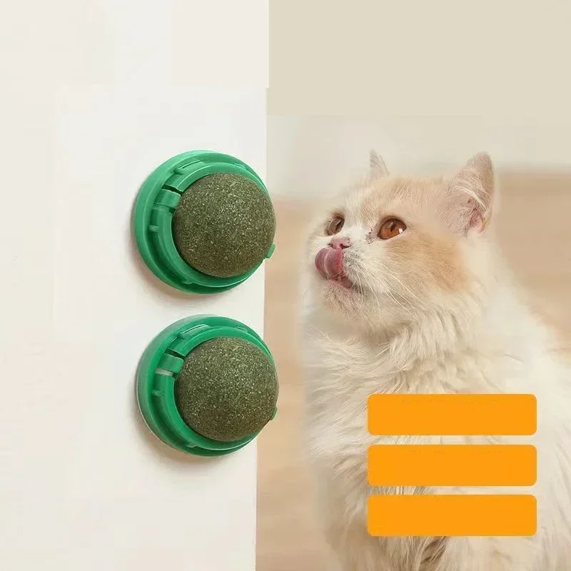 

The Catnip Cat Wall Stick-on Ball Toy Scratchers Treats Healthy Natural Clean Mouth Promote Digestion Candy Licking Snacks Pet