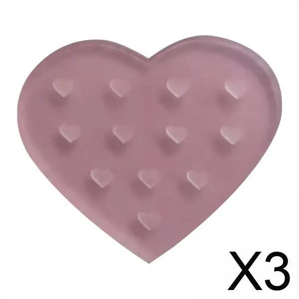 Heart Crystal Eyelashes Glue Stand with 12 Holes Washable Lash Extension Pallet Transparent Makeup Tray for Professional Salon