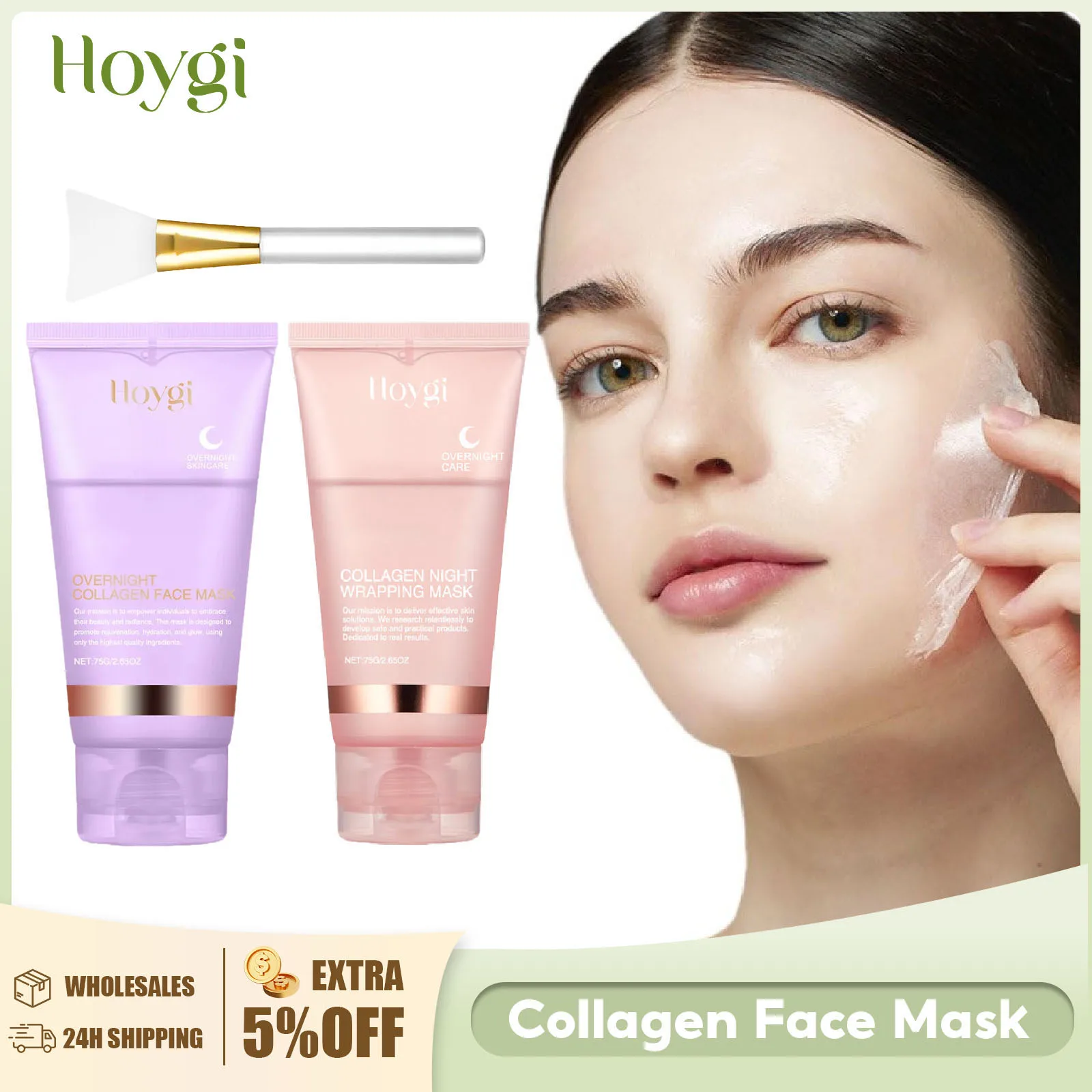 

Collagen Overnight Wrapping Mask Fade Fine Lines Firming Deep Hydrating Replenishment Shrink Pores Brightening Korean Skin Care