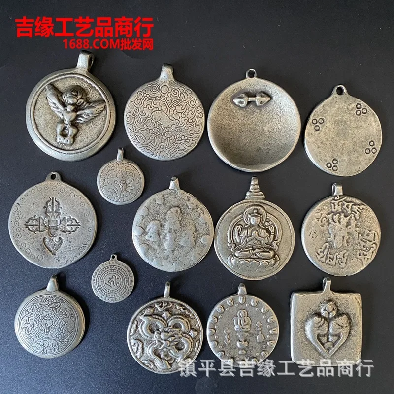 Tibetan Style White Copper Nine Palace Brand Twelve Zodiac Nine Palace Brand Portable Waist Tag Pendant Tibetan Style Amulet