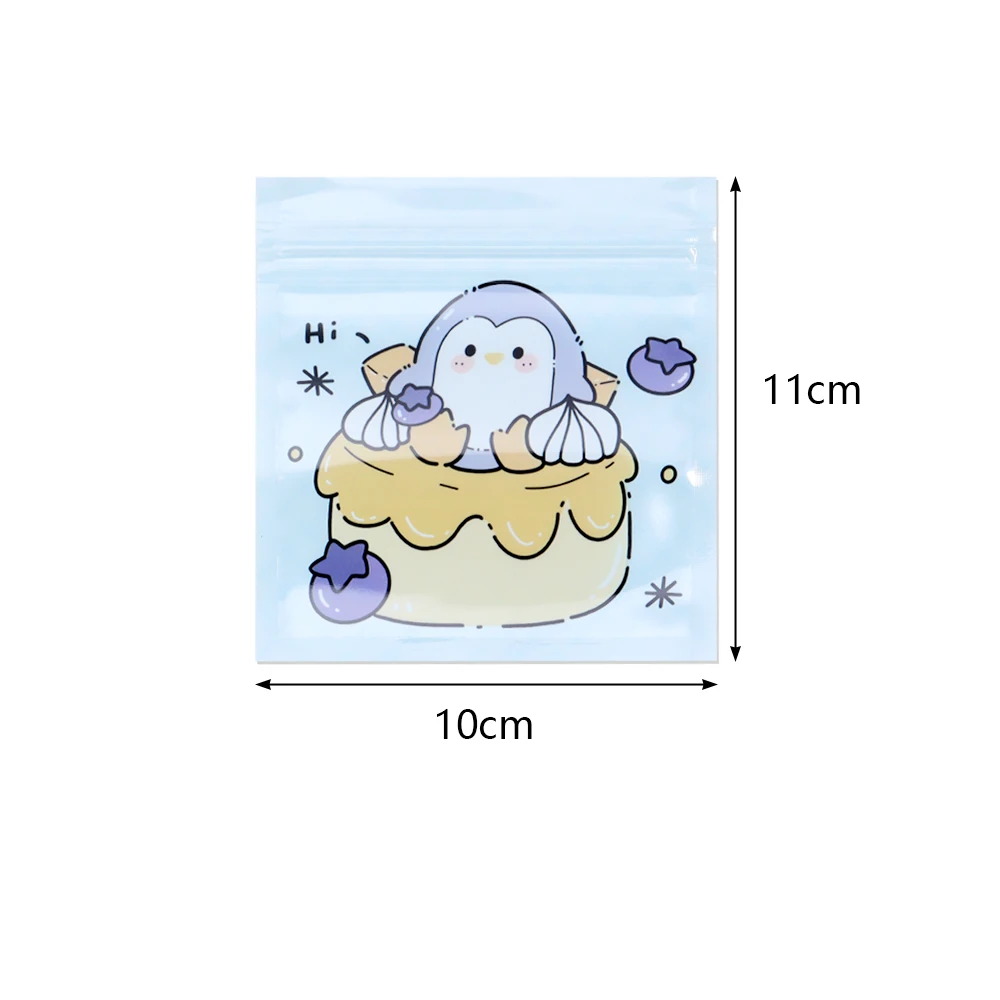 20Pcs/Lot 10×11cm Transparent Plastic Gift Bags Cartoon Animal Pattern Zipper Compression Opp Bag Diy Jewelry Storage Display