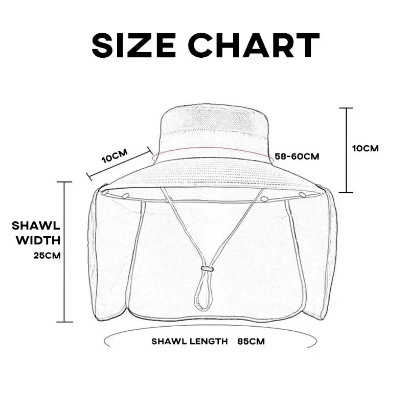 Sombrero de Pesca UV con Solapa Cuello - Transpirable Ajustable - imagen 5