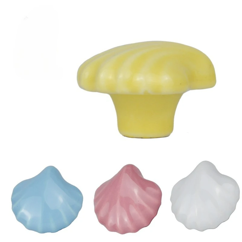 Ceramic Single Hole Small Handle - Cute Colorful Shell Children's Room Simple Wardrobe, Shoe Cabinet Drawer Handle