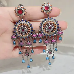 Bilincolor Fashion Orange and Red Tassel Earring for Women