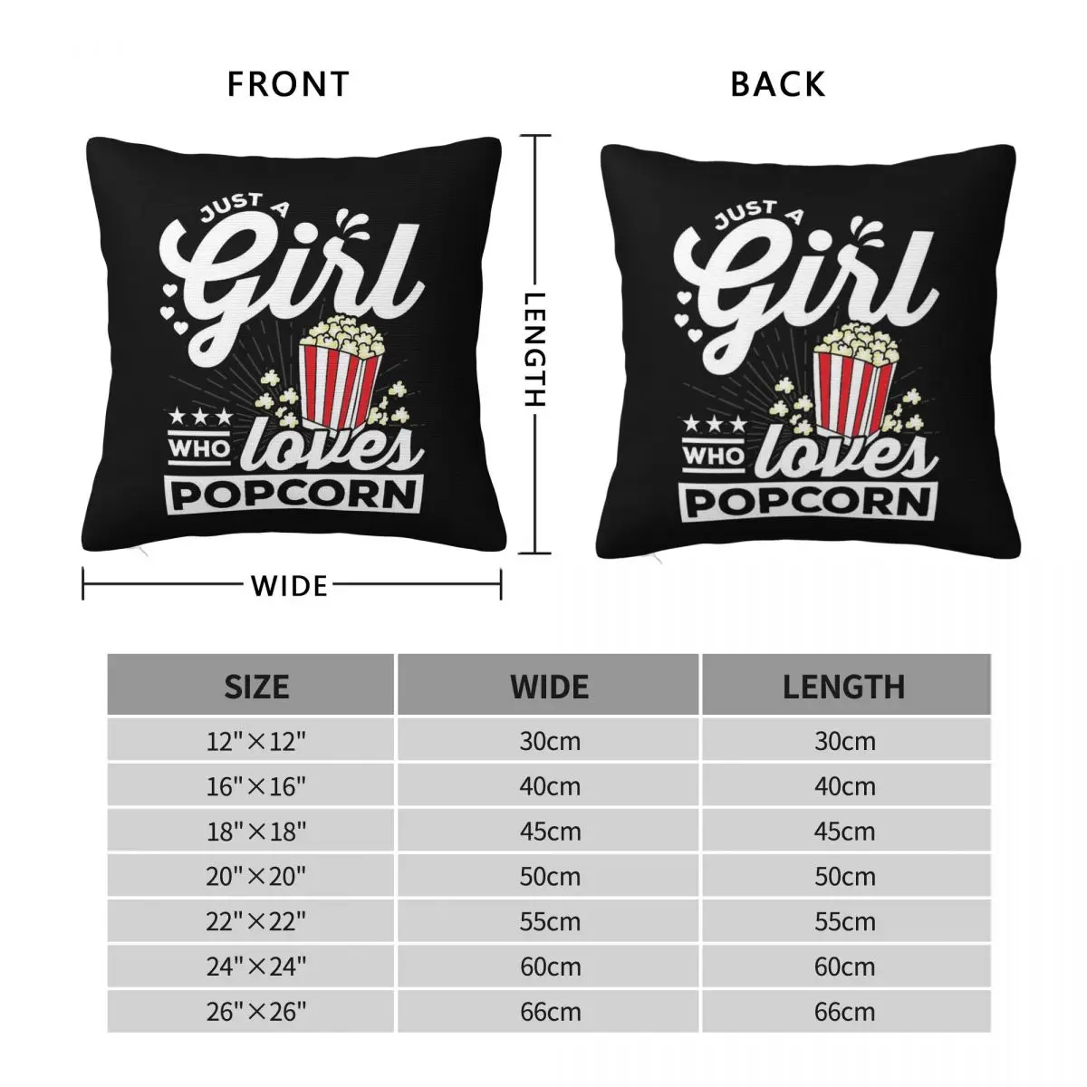 Girl Who Loves Popcorn Square Pillowcase Polyester Linen Velvet Creative Decorative Throw Pillow Case Sofa Seater Cushion Cover