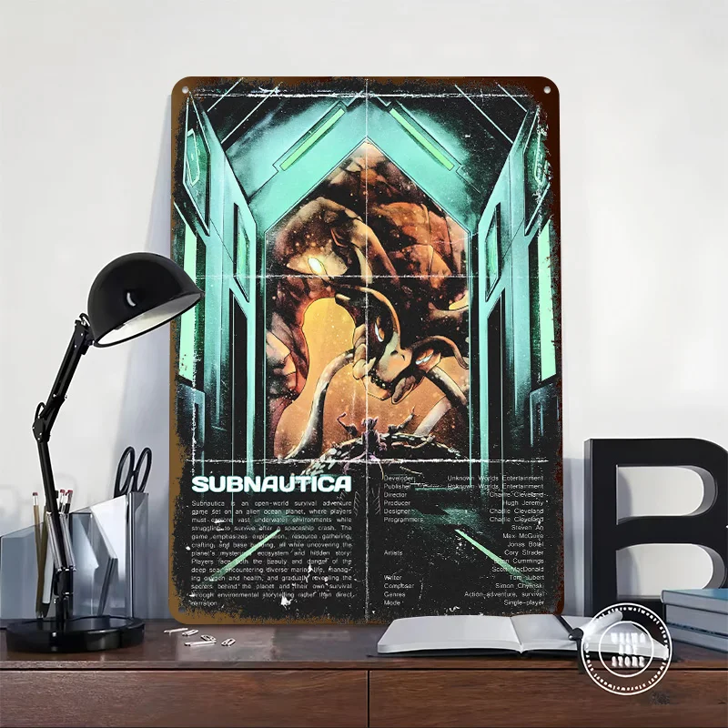 Subnautica Game Art Printed Poster Customized Retro Wall Art Vintage Metal Tin Signs for Home Room Decorations Wand Deko Decor