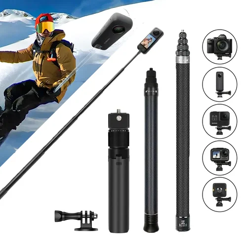Palo de Selfie Invisible de fibra de carbono para Insta360 x5 x4 x3, 1,5 m, 3m, paquete de tiempo de bala, mango de trípode para accesorios Insta 360