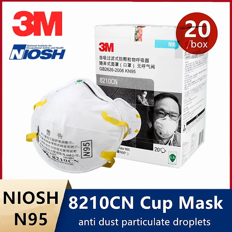 3M N95 Protective Masks KN95 8210NIOSH Certificate Anti PM2.5 Cup Industrial Health Care Anti Fog Mask 8210CN Face Mask Headband