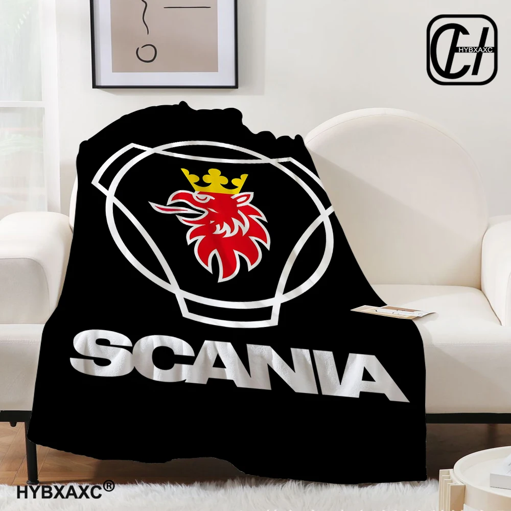 S-SCANIA Truck logo plush blanket, fashionable home sofa bed decoration, portable warmth, picnic, adult and child gift blanket