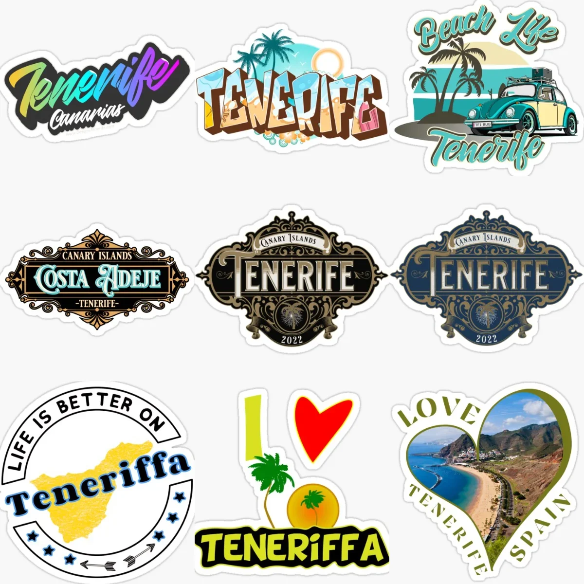 Spain Tenerife Map Emblem Creative PVC Stickers for Car Van Helmet Wall Window Fridge Table Decoration Accessories