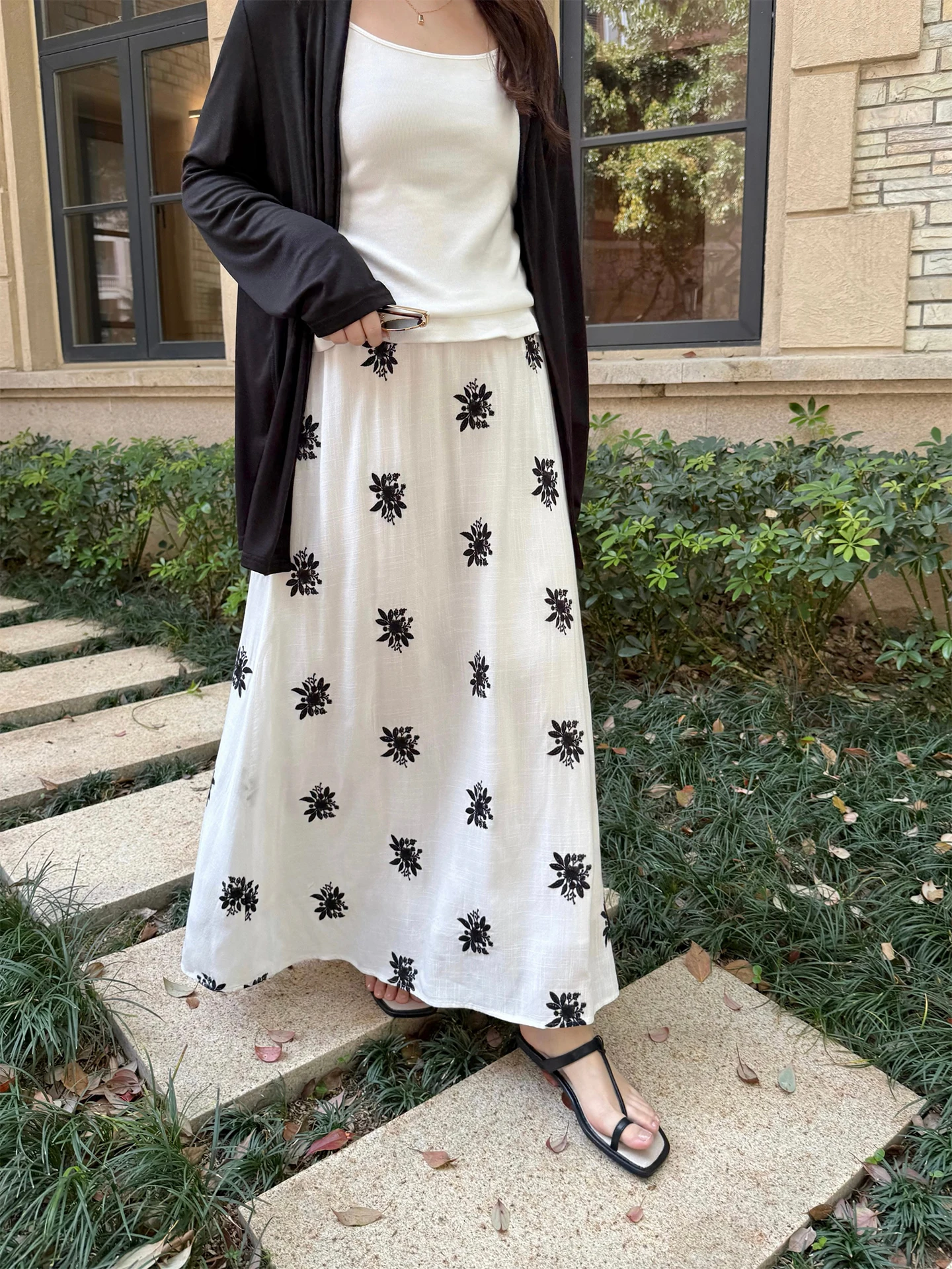 

plus Size Women's Summer Heavy Embroidery Versatile Half Skirt Casual Style mid Waist A-Line Skirt for Plump Sister