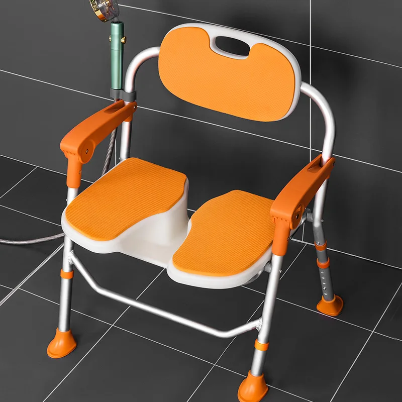 

Foldable U Shaped Elderly Bathroom Seat Anti-Skid Height Adjustable Bathing Aids Chair For Disabled Commode Stool For Shower