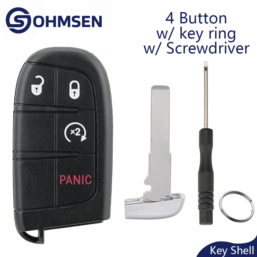 

OHMSEN for Jeep Renegade Compass Remote Start Car Key Fob Shell Case 4 Button + SIP22 Blade 2015 2016 2017 2018 2019 2020