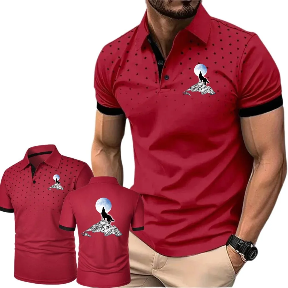 Summer New Full Moon Howl Wolf Car Men's Jersey Tees Classic Tennis POLOS Sweatwear Youth Polo Short Sleeved Tshirt Outdoor