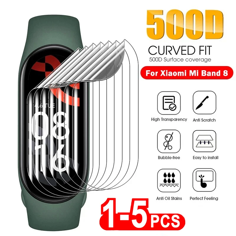 Hydrogel Soft Screen Protectors For Xiaomi Mi Band 8 7 Pro Protective Film Smart Watch Wristband Miband 6 5 4 3 Accessories Case