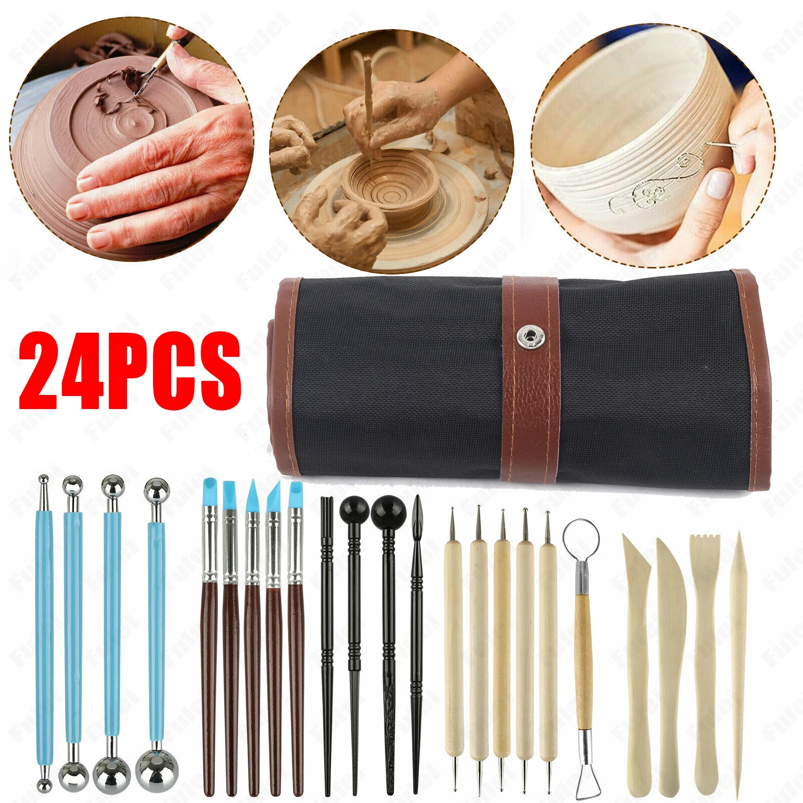 24 Pcs Sculpting Tools Kit Art Clay Craft Tools Set Pottery Modeling Sculpting Tools for Polymer Clay Carving, Ceramic Tools Kit