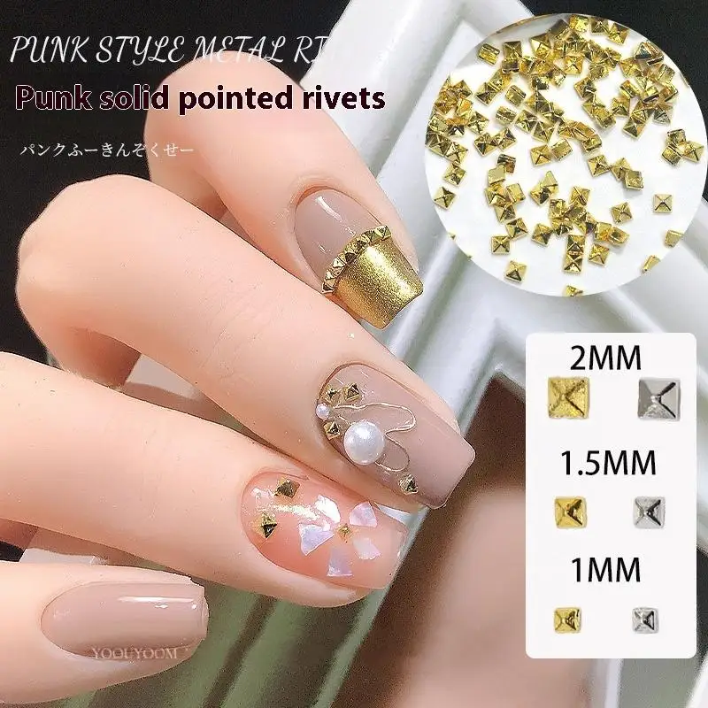 200 Stück Metall-Nieten Gold/Silber Charms 1/1,5/2/3mm Quadratische Punk-Spikes Nieten Dekoration DIY Bastelbedarf Maniküre